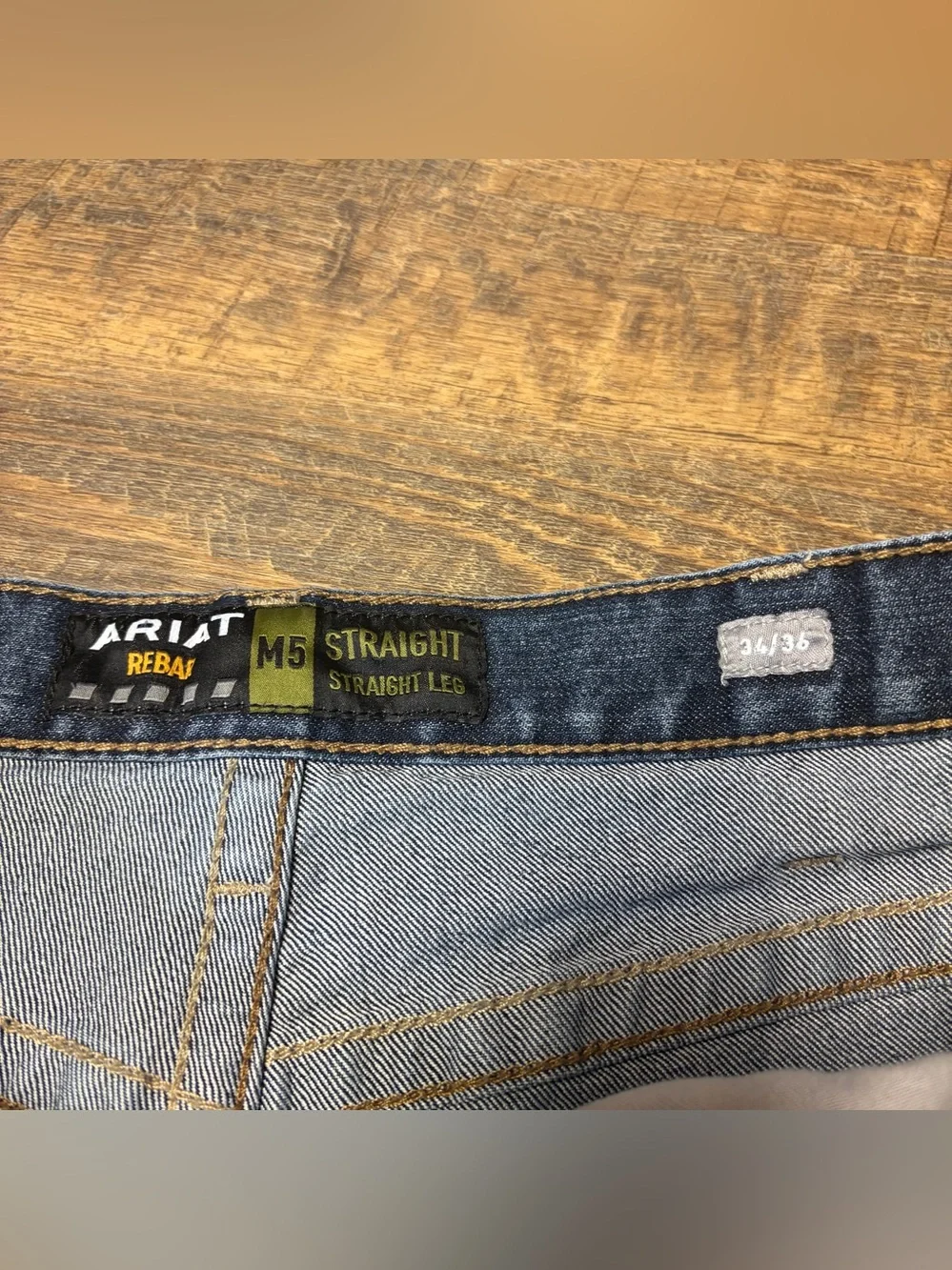 Ariat M5 Straight Fit Straight Leg Jeans Mens 34x36 Blue Denim Rebar
